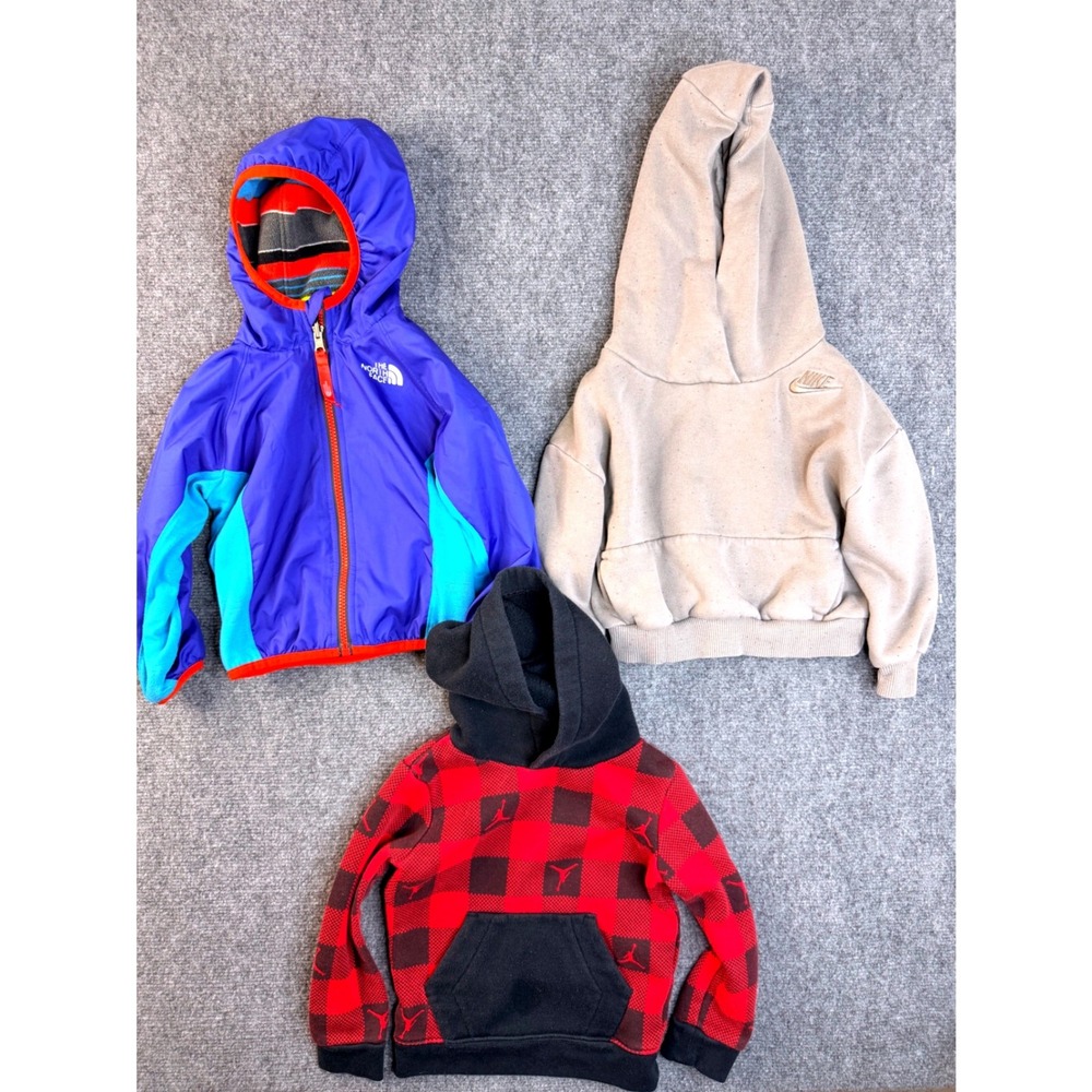 Lot 3 Nike Jordan North Face Toddler 2T Hoodie Jacket Fleece Blue Red Grey